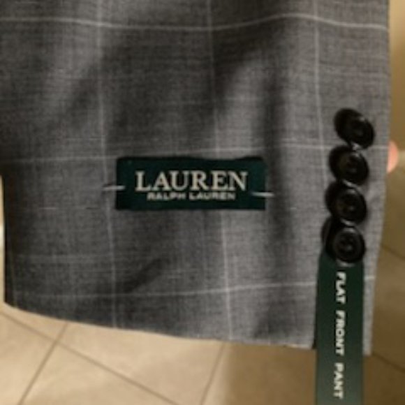 NWT RL Grey Windowpane Suit 100% Wool 44 - Picture 5 of 5